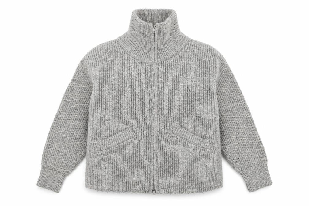 Pull&Bear Women's Grey Full Zip High Neck Jumper XS