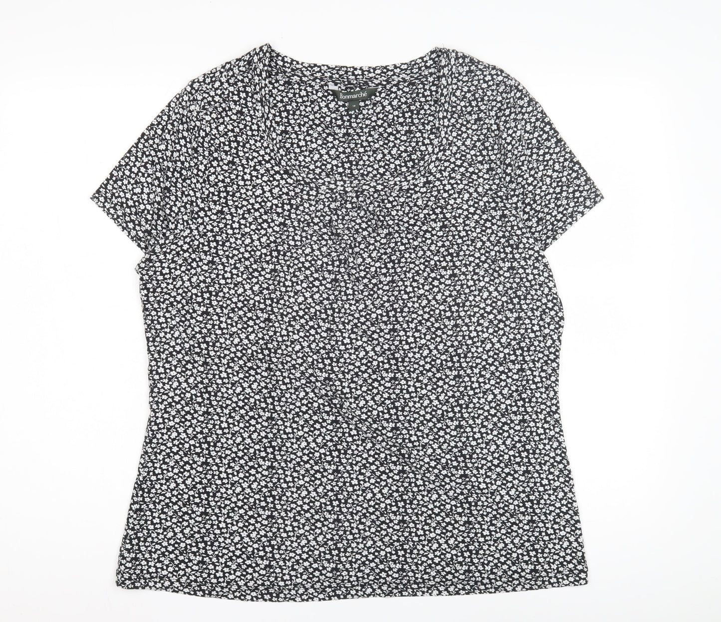 Bonmarché Women's Black Floral T-Shirt Size 18
