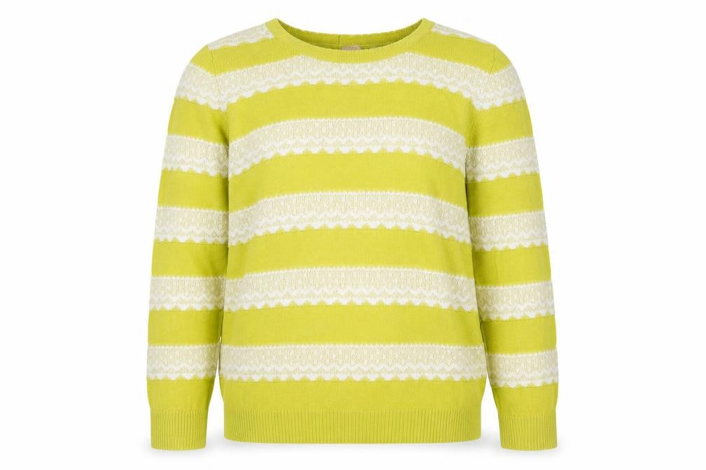 Marks & Spencer Girls Green Striped Jumper 6-7 Yrs