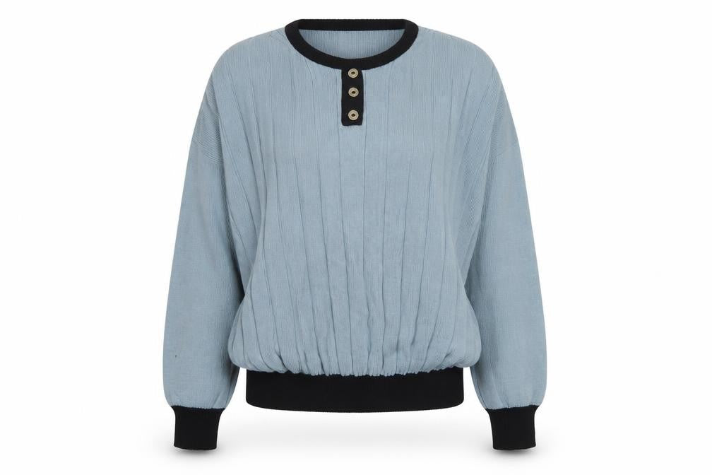 Zio Vincenzo Women's Blue Wool Henley Jumper S