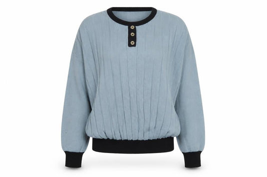 Zio Vincenzo Women's Blue Wool Henley Jumper S