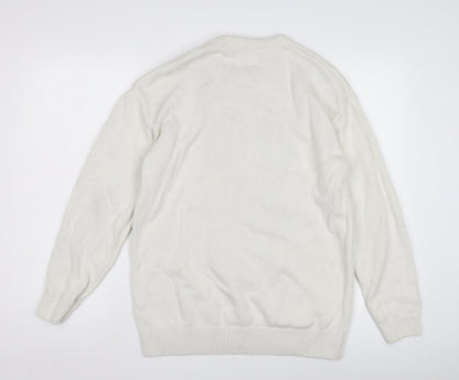 Zara Women's White Cotton Pullover Jumper Size 12
