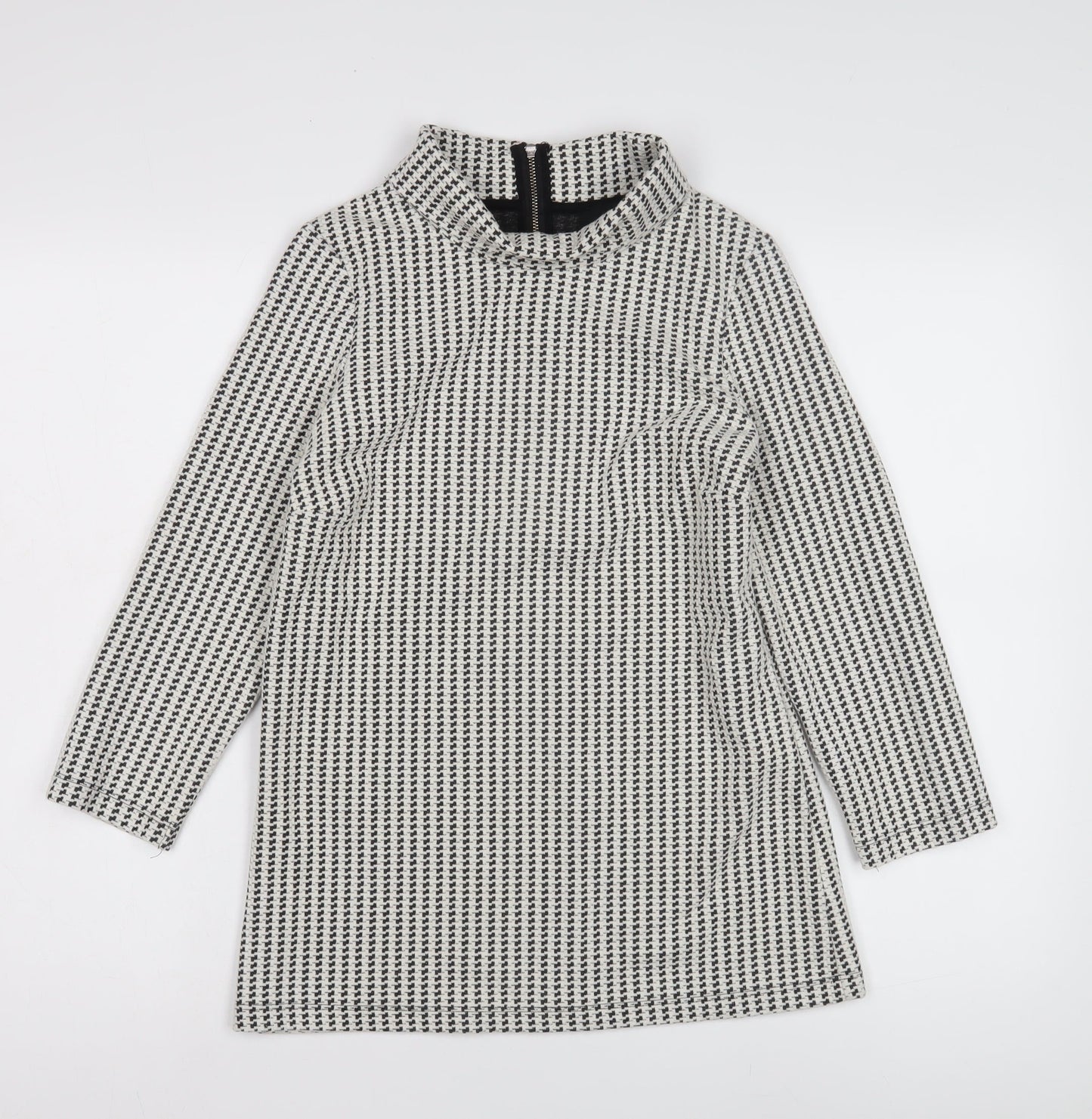 Next Women's Black Houndstooth Long Sleeve Top Size 10