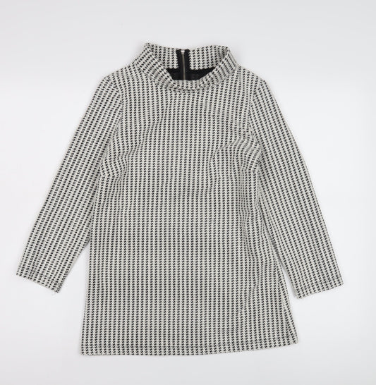 Next Women's Black Houndstooth Long Sleeve Top Size 10