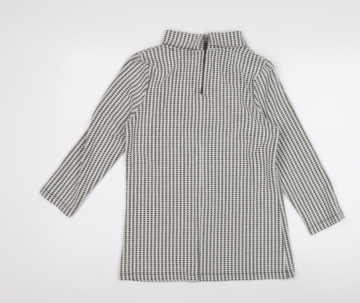 Next Women's Black Houndstooth Long Sleeve Top Size 10