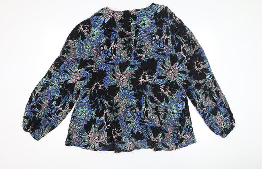 Marks and Spencer Women's Black Floral Blouse 24 Plus