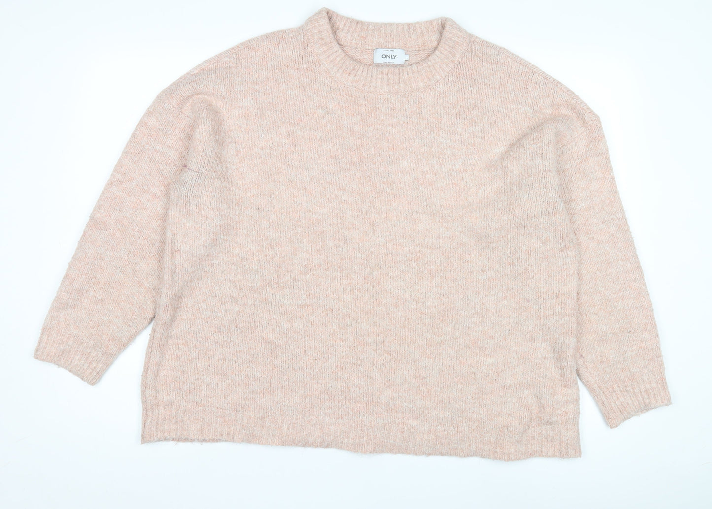 ONLY Women's Pink Knit Pullover Jumper, Size L, Crew Neck