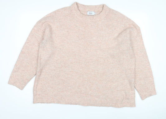 ONLY Women's Pink Knit Pullover Jumper, Size L, Crew Neck