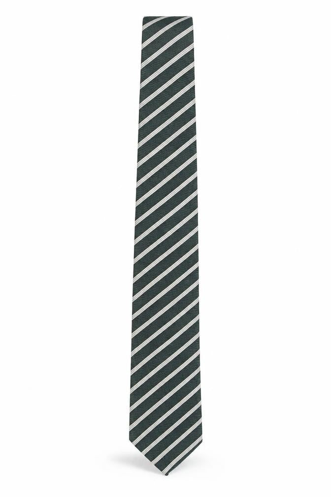 Marks & Spencer Men's Green Striped Silk Designer Tie