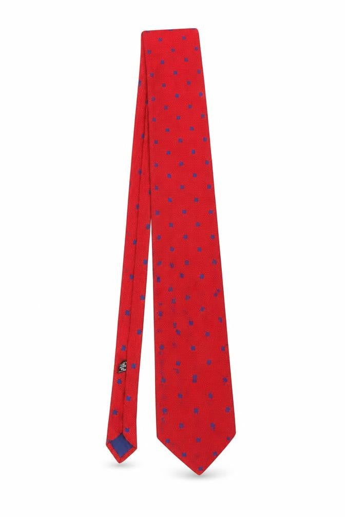 Norman Peal Men's Red Silk Polka Dot Tie