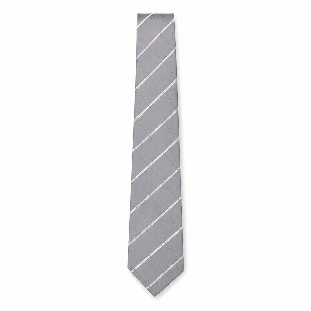 Geoffrey Beene Men's Grey Silk Plaid Handmade Tie