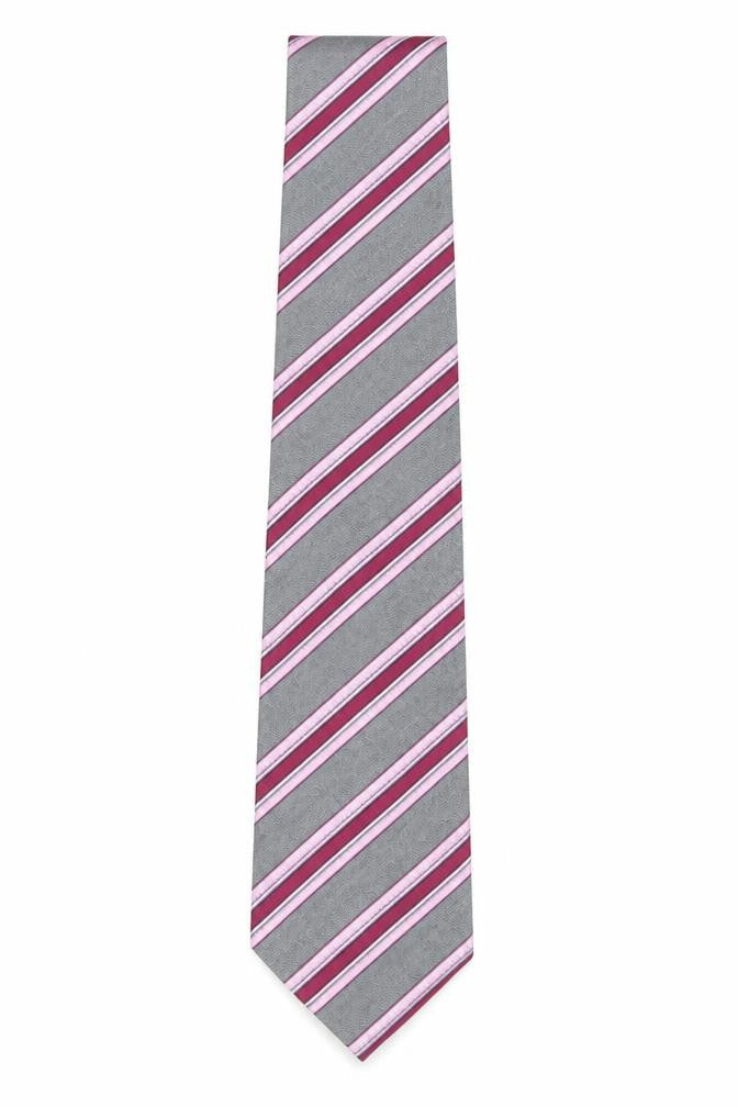 Marks & Spencer Men's Pink Striped Silk Tie One Size
