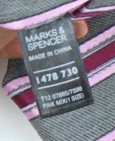 Marks & Spencer Men's Pink Striped Silk Tie One Size