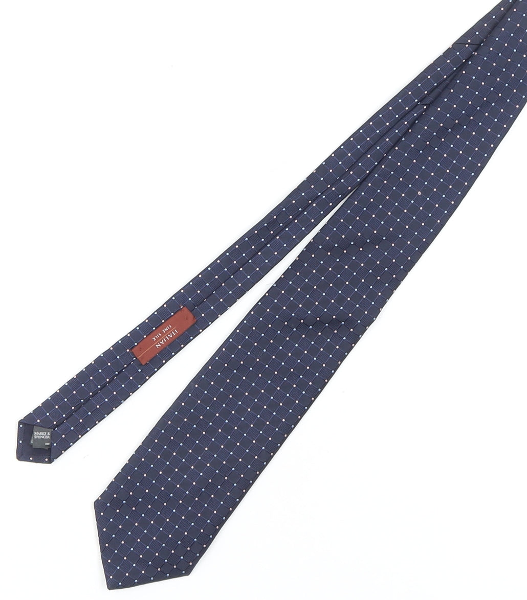 Marks & Spencer Men's Blue Silk Geometric Tie