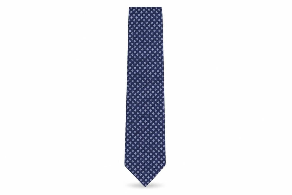 Laurant Benon Men's Blue Silk Geometric Tie
