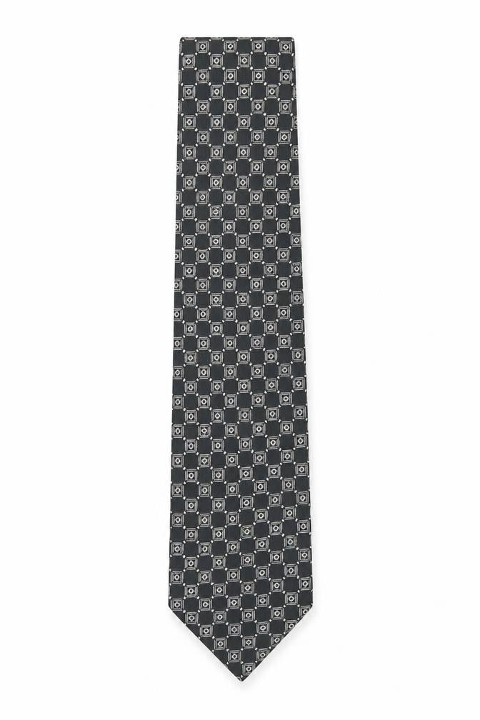 Cezan Men's Black Geometric Silk Tie