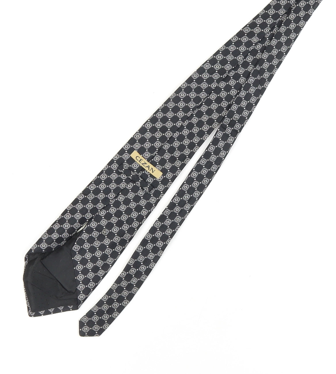 Cezan Men's Black Geometric Silk Tie