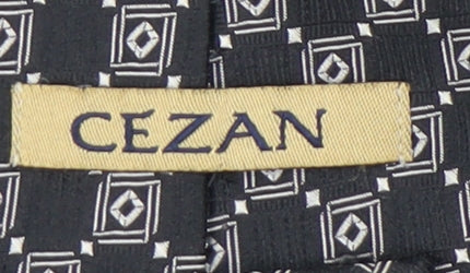 Cezan Men's Black Geometric Silk Tie