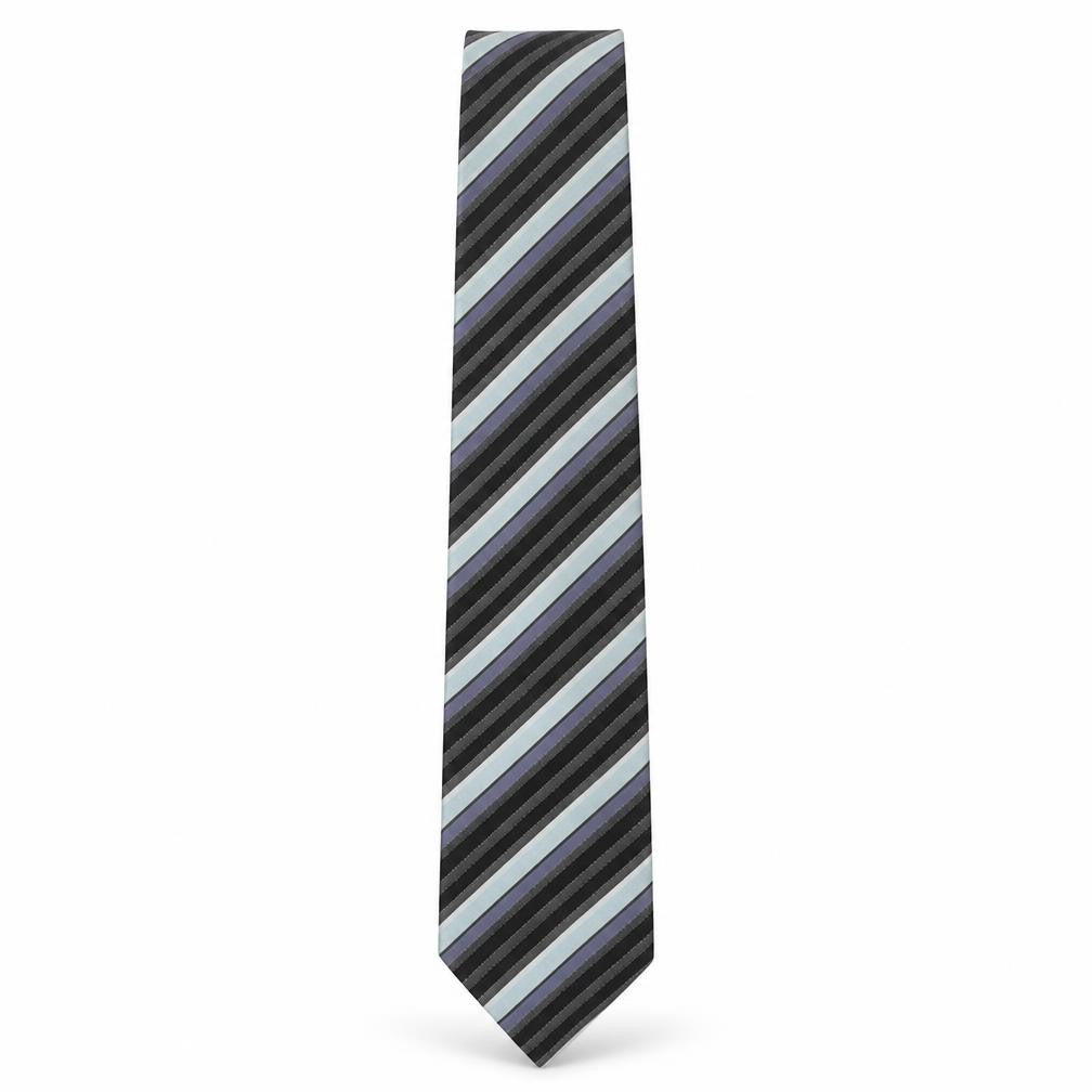 Lucio Lamberti Men's Black and Blue Striped Silk Tie