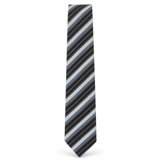 Lucio Lamberti Men's Black and Blue Striped Silk Tie
