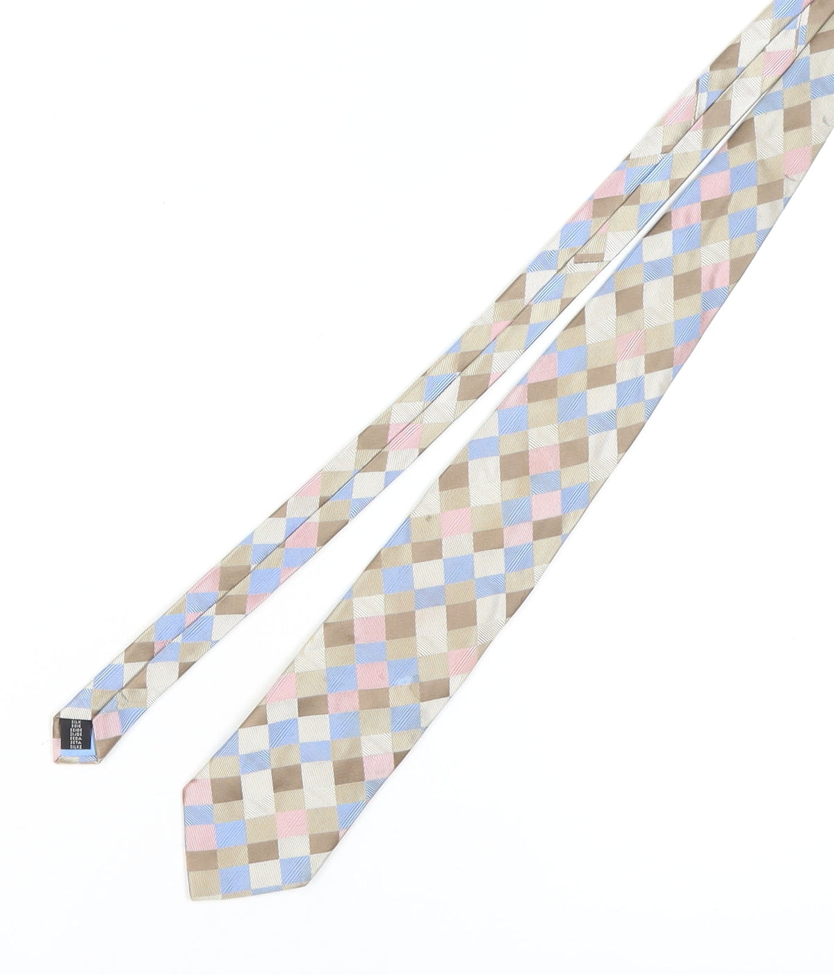Michaelis Men's Plaid Silk Tie in Beige, Blue, Pink