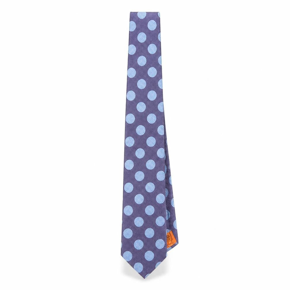 Simon Carter Men's Blue Polka Dot Silk Tie