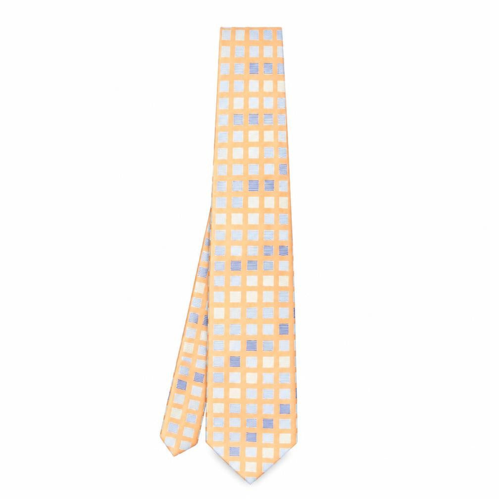 Jeff Banks Men's Orange Check Silk Tie