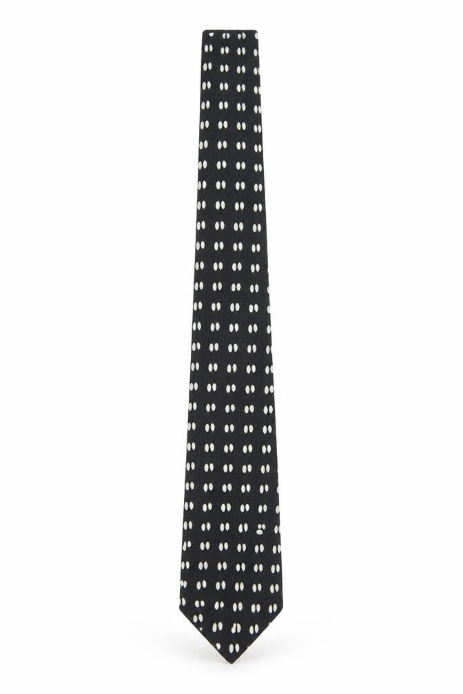 Marco Pascali Men's Black Silk Polka Dot Tie, Handmade