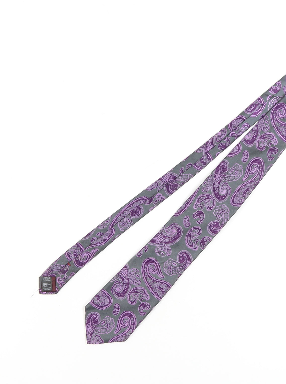 Marks & Spencer Purple Paisley Silk Tie for Men