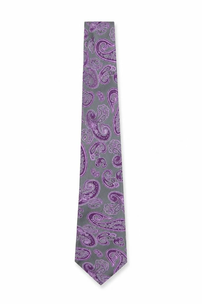 Marks & Spencer Purple Paisley Silk Tie for Men