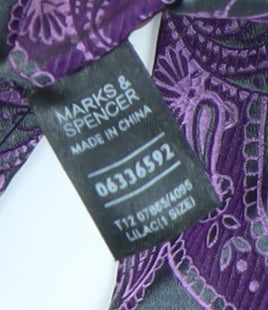Marks & Spencer Purple Paisley Silk Tie for Men