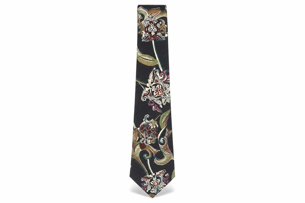 Enrico Rossini Men's Black Geometric Silk Tie