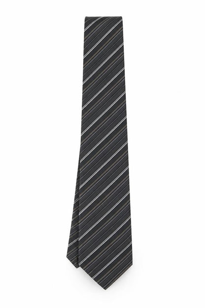 Michaelis Men's Black Striped Silk Tie