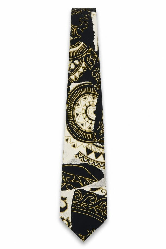 Silkworm London Men's Black Gold Geometric Tie