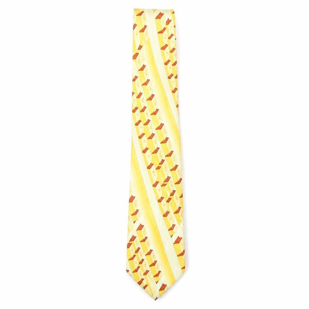 BAR-ON Men's Yellow Geometric Silk Slim Tie