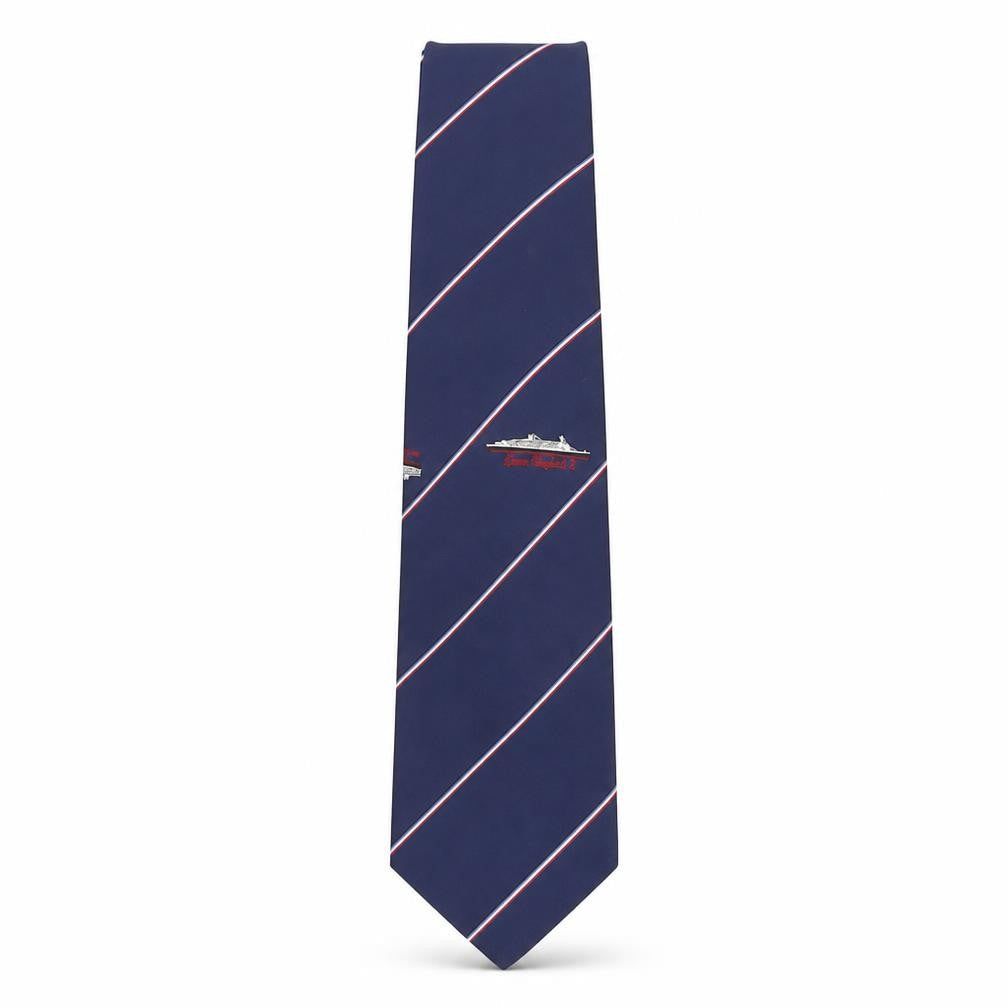 Queen Elizabeth 2 Men's Blue Striped Slim Tie Vintage