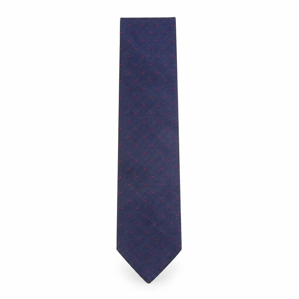 T.M.Lewin Men's Blue Silk Polka Dot Tie Handmade