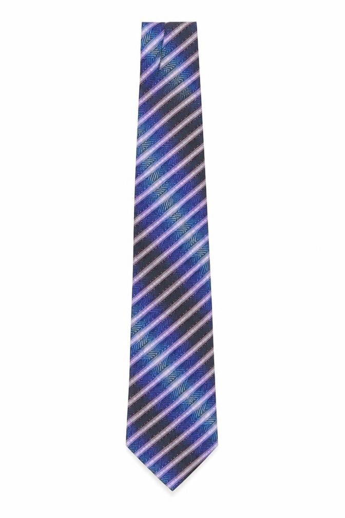 Tino Cosma Blue Silk Slim Tie for Men - Striped Pattern