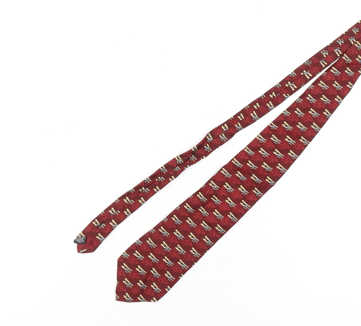 Beaufort Men's Red Silk Aeroplane Print Tie