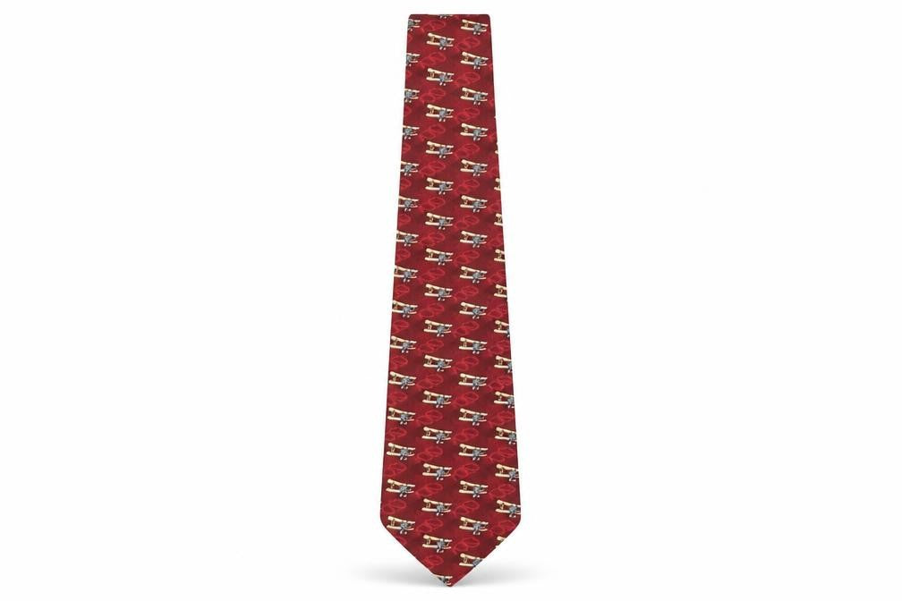 Beaufort Men's Red Silk Aeroplane Print Tie