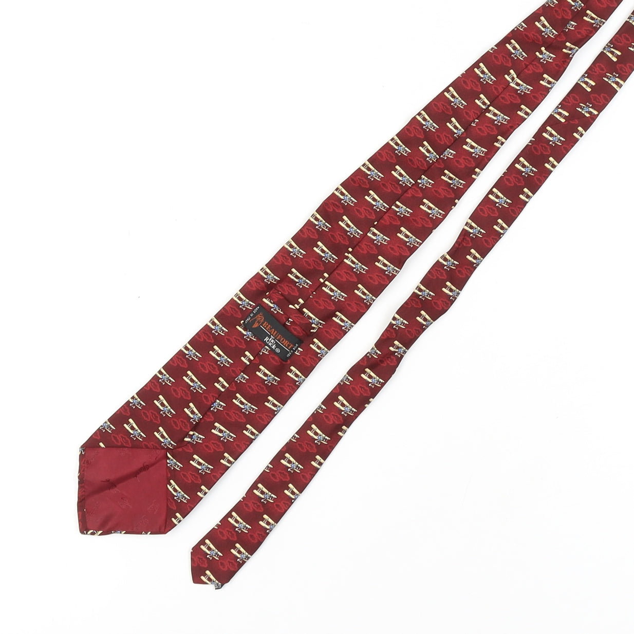 Beaufort Men's Red Silk Aeroplane Print Tie