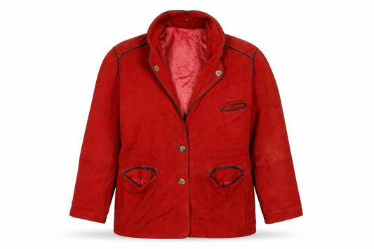 Peter Hahn Women's Red Suede Blazer Size 14