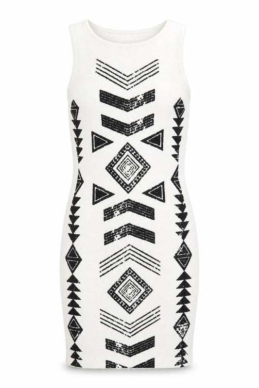 Guess Women’s Ivory Bodycon Dress XS - Aztec Style
