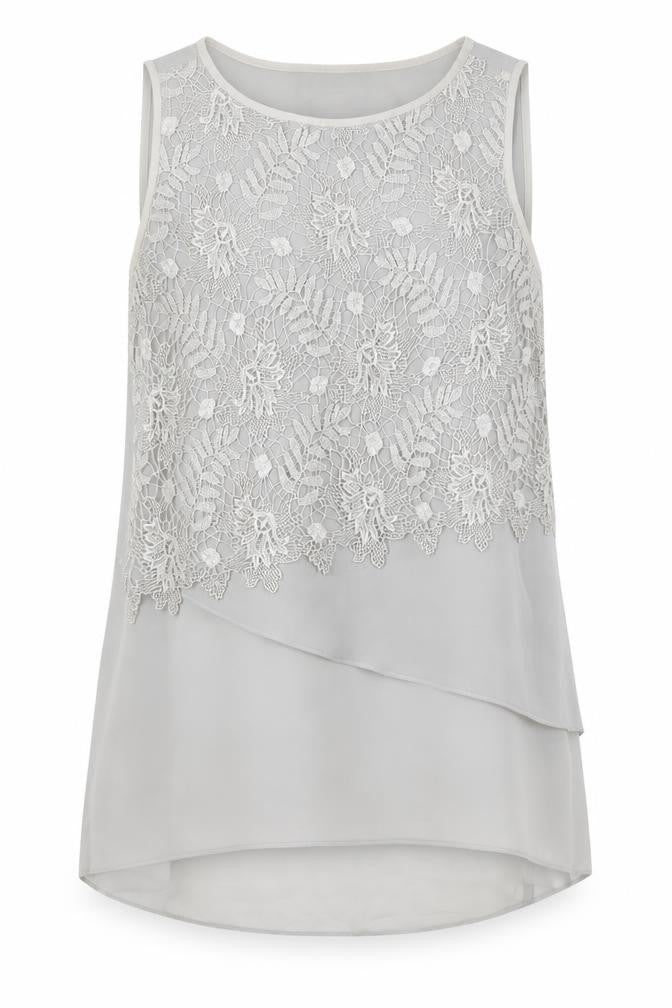 Mint Velvet Women's Grey Hi-Low Lace Shift Dress