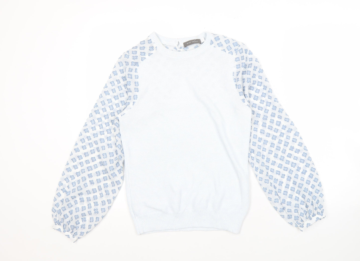 Mint Velvet Women's Blue Geometric Knit Pullover Jumper S