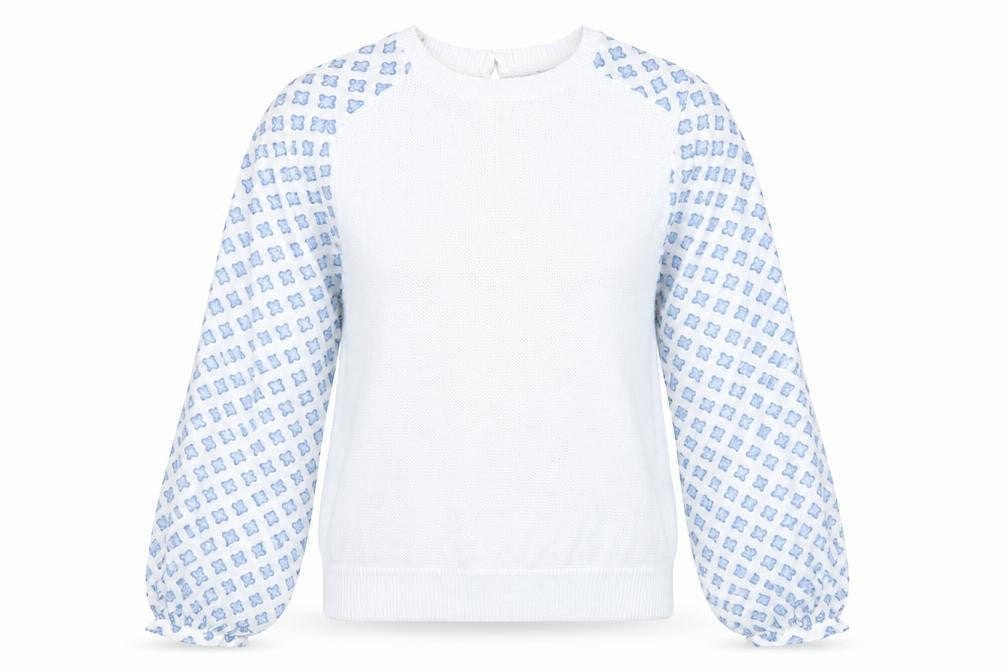 Mint Velvet Women's Blue Geometric Knit Pullover Jumper S