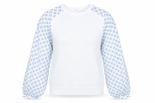 Mint Velvet Women's Blue Geometric Knit Pullover Jumper S