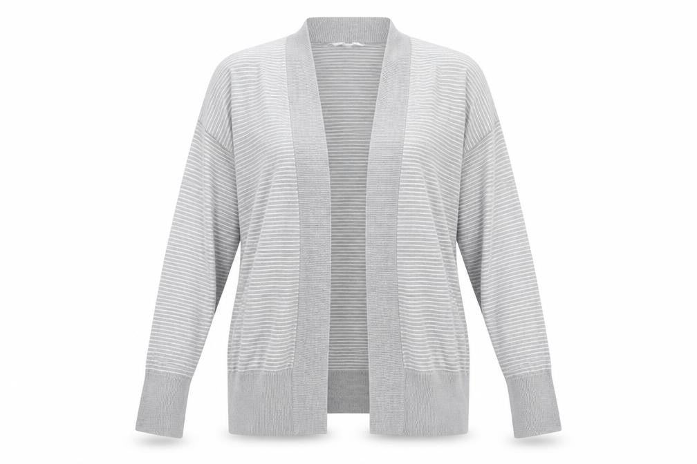 Gap Women's Grey Striped Open Front Cardigan M