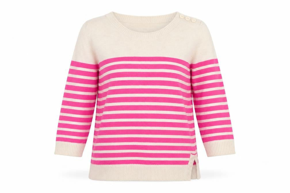 Gap Women's Pink Striped Pullover Jumper Size S