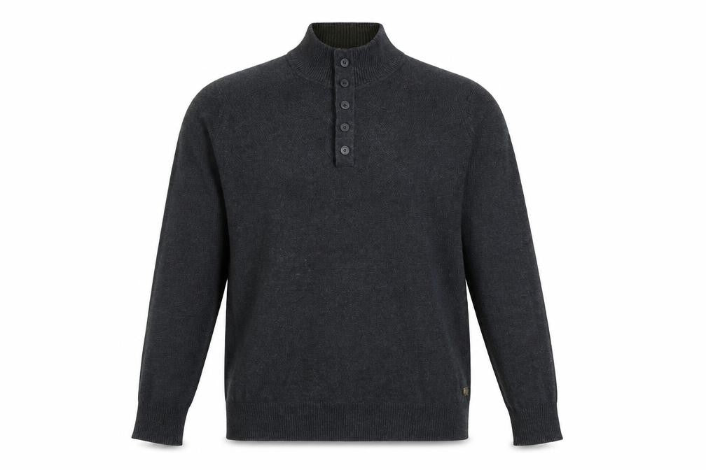 White Stuff Men's Black Henley Jumper, Large